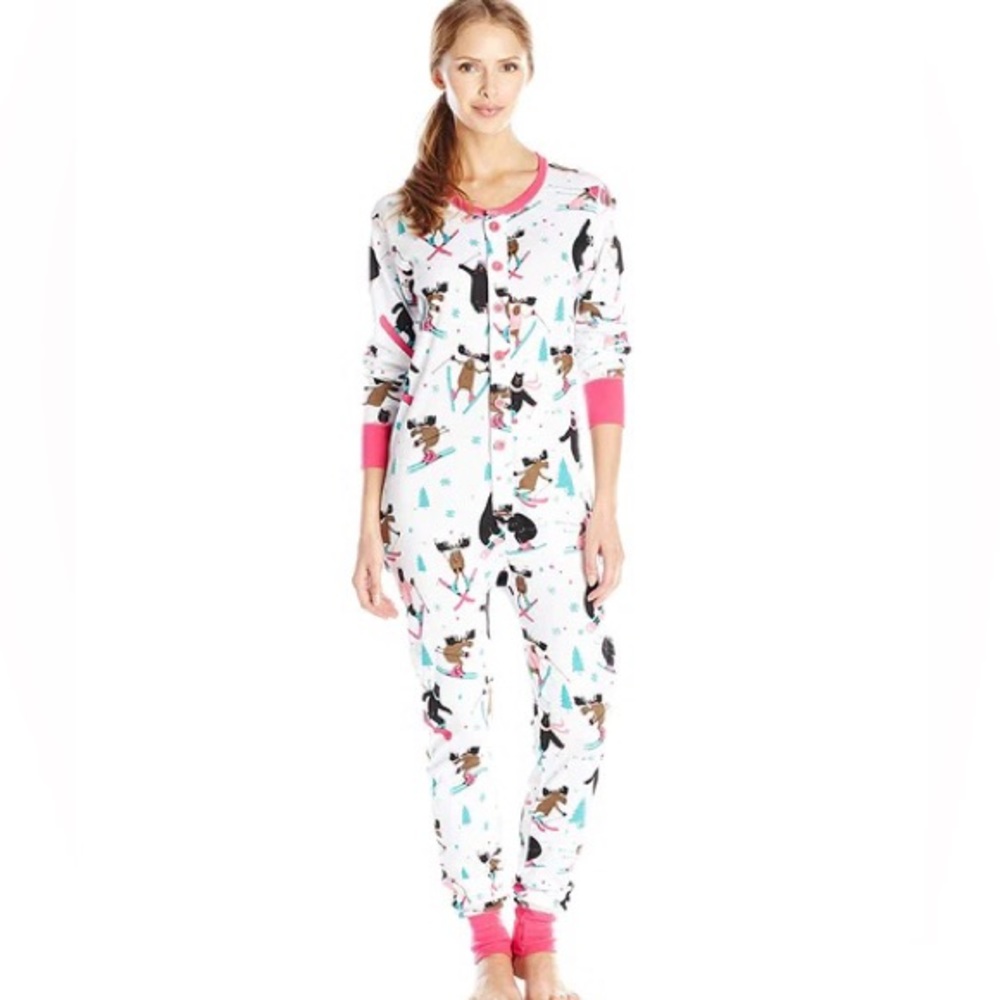NWT Hatley Ski Bum Union Suit Adult Onesie moose bear women’s size large